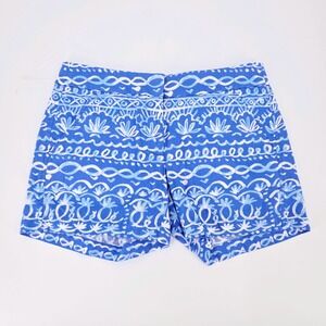 Southern Tide Alice Ikat Jacquard Blue White Chino Shorts 00 Coastal